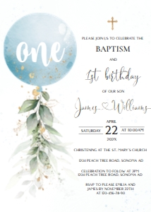 Baptism & First Birthday Invitation - EBI-05-col-0019: Spanish Bautizo Invitaciones - SBI-44-col-0019