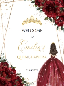 Quinceañera Welcome Sign - QWS-01-col-0043 (18x24): Quinceanera welcome sign - QWS-01-col-43