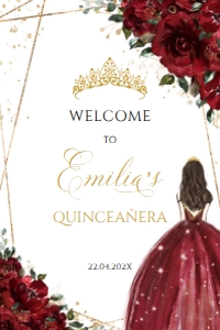 Quinceañera Welcome Sign - QWS-01-col-0043 (24x36): Quinceanera welcome sign - QWS-01-col-43