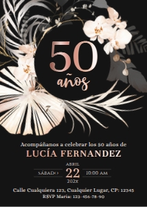 Spanish Birthday Adult Invitation - SAI-10-col-0128: Spanish adult invitation - SAI-10-col-0128