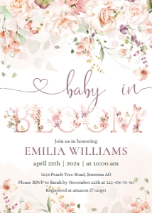 Baby shower invitation (Baby in BLOOM) - BSI-05-9-col-0134: Baby shower invitation - BSI-05-9-col-0134