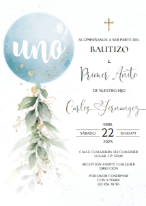 Bautizo & Primer Añito - SBI-44 Col-0019: Spanish Bautizo Invitaciones - SBI-44-col-0019