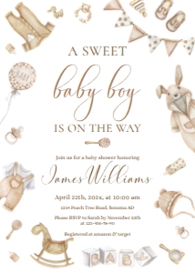 Baby shower invitation - BSI-07 Col-0136: Baby shower invitation - BSI-07-col-0136