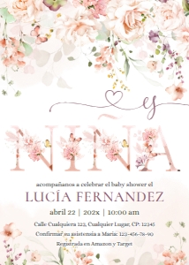 Spanish Baby Shower Invitation (Es Niña) - SBSI-10-col-0134: Spanish baby shower invitation - SBSI-10-col-0134
