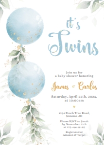 Baby shower invitation - BSI-10-3 Col-0142: Baby shower invitation set - BSIS-11-col-0142