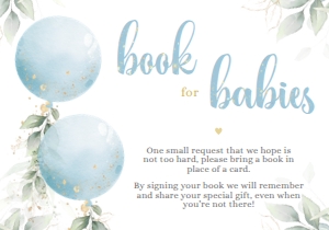 Book for baby card - BBC-09-3 Col-0142 (5x3.5 in): Baby shower invitation set - BSIS-11-col-0142