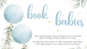 Book for baby card - BBC-09-3 Col-0142 (3.5x2 in): Baby shower invitation set - BSIS-11-col-0142