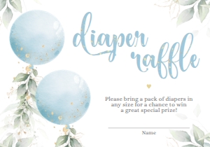 Diaper raffle card - DRC-09-3 Col-0142 (5x3.5 in): Baby shower invitation set - BSIS-11-col-0142