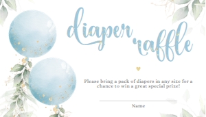 Diaper raffle card - DRC-09-3 Col-0142 (3.5x2 in): Baby shower invitation set - BSIS-11-col-0142