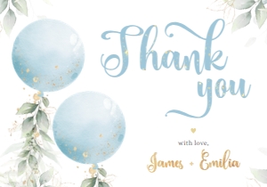 Thank You card (Flat) - TYC-09-3 Col-0142 (5x3.5 in): Baby shower invitation set - BSIS-11-col-0142