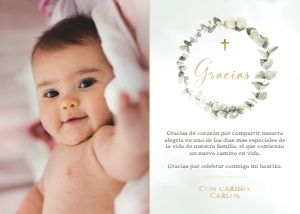 Spanish Baptism Thank You Card With Photo - SBTYC-22-col-0148 (7x5 in): Spanish Thank You Card - SBTYC-22-col-0148