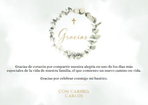 Spanish Baptism Thank You Card - SBTYC-22-col-0148 (7x5 in): Spanish Thank You Card - SBTYC-22-col-0148