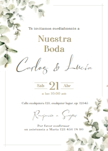 Spanish wedding invitation - SWI-02-col-1002 design preview