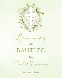 Spanish Bautizo Welcome Sign - SBW-64-col-0206 (16x20): Spanish Bautizo Sign - SBW-64-col-0206