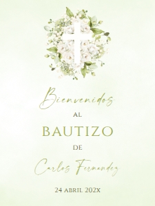 Spanish Bautizo Welcome Sign - SBW-64-col-0206 (18x24): Spanish Bautizo Sign - SBW-64-col-0206