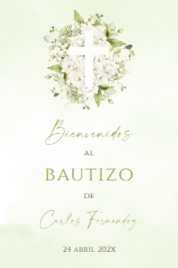 Spanish Bautizo Welcome Sign - SBW-64-col-0206 (24x36): Spanish Bautizo Sign - SBW-64-col-0206