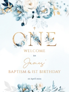 Baptism 1st birthday welcome sign - EBW-35-col-0211 design preview