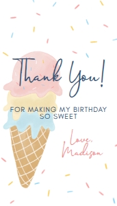 Editable Ice Cream Gift Tag Thank You Tag Birthday Party design preview