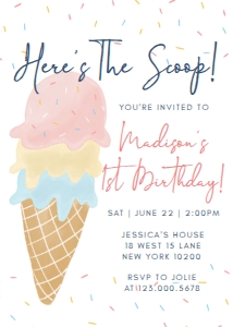 Editable Ice Cream Birthday Invitation: Editable Ice Cream Birthday Invitation