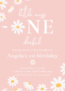 Editable Daisy Birthday Printable Invitation Little Miss One-derful 1st Birthday design preview