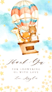 Editable Animal Air Balloon Thank You Tag Gift Tag 2 design preview