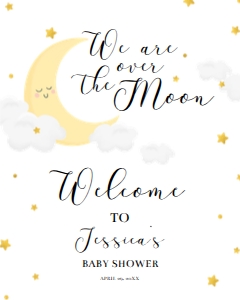 Editable Over the Moon Welcome Sign design preview