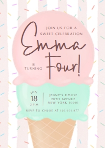 Editable Ice Cream Invitation 2 design preview
