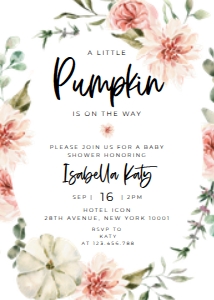 Editable Pumpkin Baby Shower Invitation design preview
