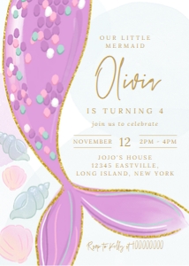 Editable Mermaid Our Little birthday invitation: Editable Mermaid Our Little birthday invitation