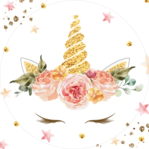 Editable Floral Unicorn cupcake topper cake topper design preview