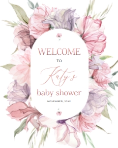 Editable X RAY FLOWER Baby Shower Welcome Sign design preview