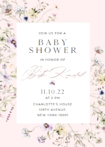 Editable Flower Floral Baby Shower Invitation 2: Editable Flower Floral Baby Shower Invitation 2