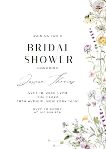 Editable Summer Flower Bridal Shower Invitation design preview