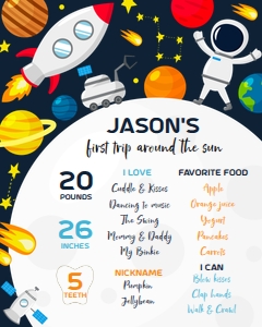 Editable space birthday milestone sign design preview