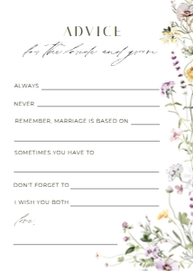 summer flower BRIDAL SHOWER GAME ADVICE CARD: summer flower BRIDAL SHOWER GAME ADVICE CARD