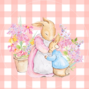 PETER RABBIT Birthday Cupcake Toppers Birthday Pink Daisy Stickers Digital PRINTABLE design preview