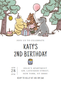 winnie the pooh birthday invitation design preview