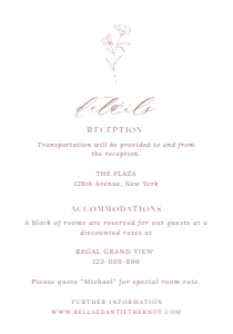 Editable flower wedding details card 2: Editable flower wedding invitation 2