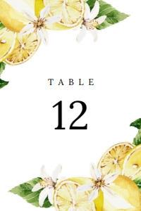 Editable Lemon Flower Vertical Seating Number card design preview