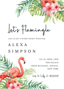 Editable flamingo bridal shower invitation design preview