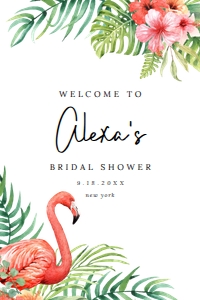 Flamingo Welcome sign design preview