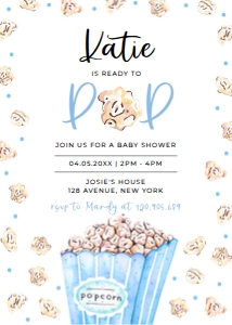 Editable Ready to pop baby shower blue design preview