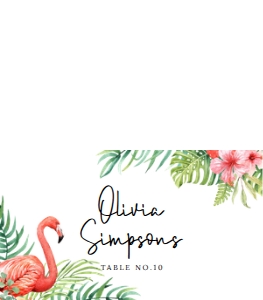 Editable Tropical Flamingo Wedding Seating Number Card design preview