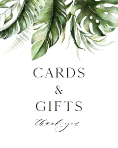 Editable Tropical Wedding Cards & Gifts Sign design preview