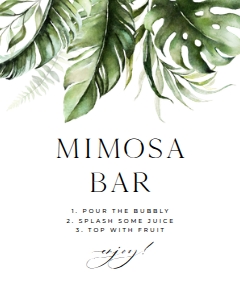 Editable Tropical Wedding Mimosa Bar: Editable Tropical Wedding Mimosa Bar