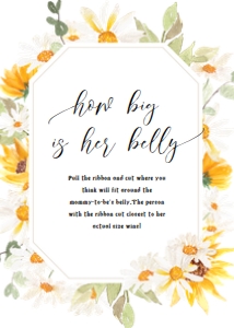 sunflower daisy baby shower game how big is her belly design preview