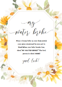 sunflower daisy baby shower game my water broke: sunflower daisy baby shower game my water broke