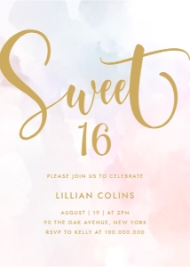 Editable sweet 16 birthday invitation design preview