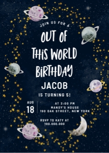 Editable Universe Space Birthday Invitation design preview