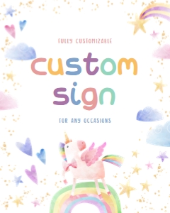 Editable Dreamy Unicorn Custom Sign Transparent Background design preview